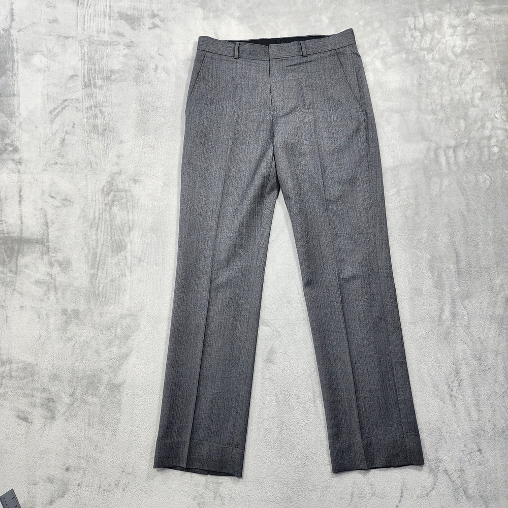 Kenneth Cole New York Pants Mens 32x33 Gray Wool Classic Flat Front Dress Office